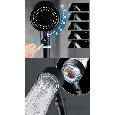 Duş Başlığı Pervaneli Serinletici Tasarım 5 Modlu (5468)