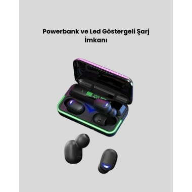 E10 Kablosuz Bluetooth Kulaklık – 3D Ses, Powerbank Şarj Kutusu