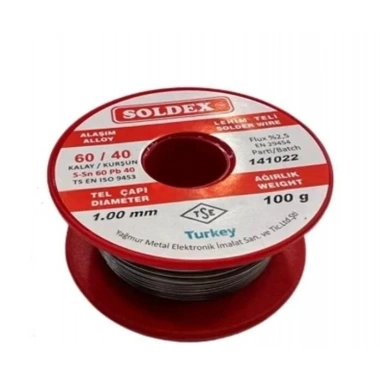 Eco Lounge Soldex 60/40 Lehim Teli 100 gr 1,00 mm (Sn:60 / Pb:40)