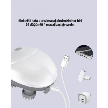 Elektrikli Kafa Derisi Masaj Aleti Islak ve Kuru Kullanım