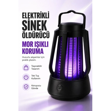 Elektrikli Sinek Öldürücü Mor Işıklı Taşınabilir Haşere Lambası Tek Tuşlu Cihaz