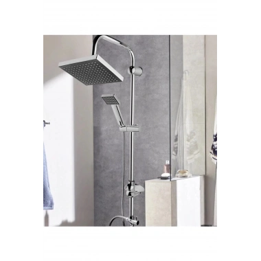 Epilons Robot Tepe Duş Sistemi Yağmurlama Duş Seti Krom Siyah Kare