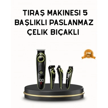 Erkek Bakım Seti 5’i 1 Arada Şarjlı Paslanmaz Çelik Başlıklı