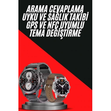 Erkeklere Özel Akıllı Saat Çelik Kordon Bluetooth Bağlantılı İOS ve Android Uyumlu