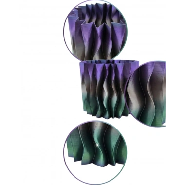 Estetik Dalga Formlu Mor 3D Baskı Dekoratif Vazo Modern Ev Aksesuarı