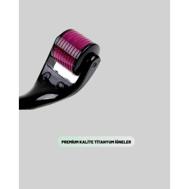 Evde Güvenli Kullanım İçin Titanyum Derma Roller – Siyah Saplı