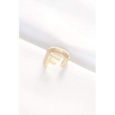 F Harfli Altın Renk Ayarlanabilir Yüzük