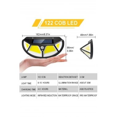 Fonksiyonel Sensörlü 102 Ledli Solar Bahçe Lambası