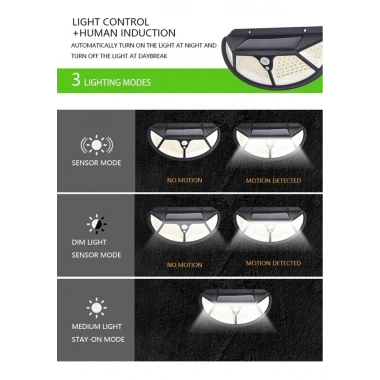 Fonksiyonel Sensörlü 102 Ledli Solar Bahçe Lambası