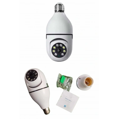 Gece Görüşlü Akıllı Dönebilen Ev Kamerası Ampül Kamera
