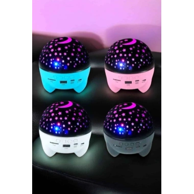 Gece Lambası Projeksiyon Görünümlü Şarjlı Yıldızlı Yuvarlak