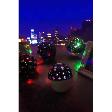 Gece Lambası Projeksiyon Görünümlü Şarjlı Yıldızlı Yuvarlak