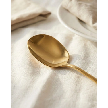 Gold Orta Boy Paslanmaz Çelik Servis Kaşığı & Profesyonel Sunum Gereci 21 cm