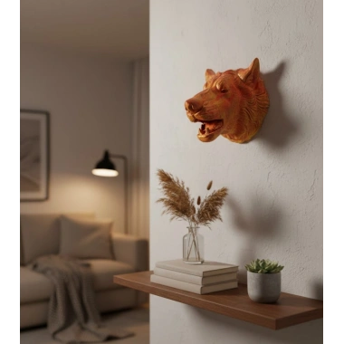 Gold Renk 3D Kurt Başı Duvar Dekoru