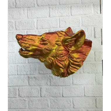 Gold Renk 3D Kurt Başı Duvar Dekoru