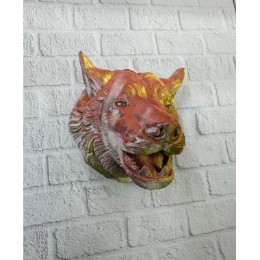 Gold Renk 3D Kurt Başı Duvar Dekoru