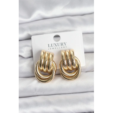 Gold Renk Halka Modelli Pirinç Kadın Küpe