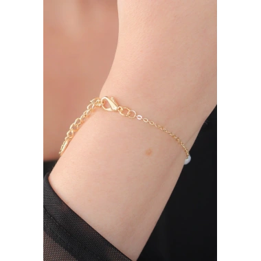 Gold Renk İnci Boncuk Model Kadın Bileklik