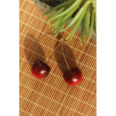 Gold Renk Kiraz Model Kadın Küpe