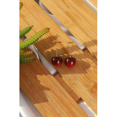 Gold Renk Kiraz Model Kadın Küpe