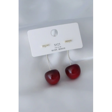 Gold Renk Kiraz Model Kadın Küpe