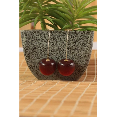 Gold Renk Kiraz Model Kadın Küpe