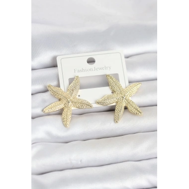 Gold Renk Pirinç Deniz Yıldızı Model Kadın Küpe