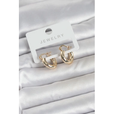 Gold Renk Pirinç Halka 15 mm Kadın Küpe