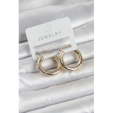 Gold Renk Pirinç Halka 25 mm Kadın Küpe