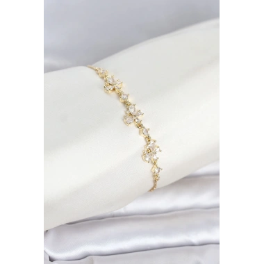 Gold Renk Pirinç Kelebek Model Asansörlü Model Kadın Bileklik