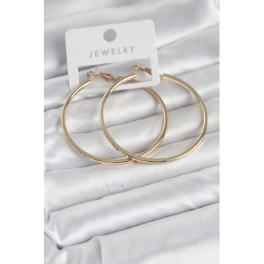 Gold Renk Pirinç Köşeli Kenar Halka 54 mm Kadın Küpe