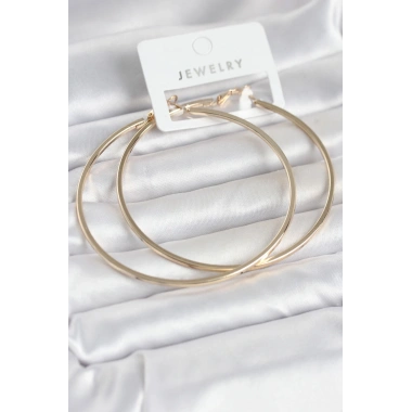 Gold Renk Pirinç Köşeli Kenar Halka 72 mm Kadın Küpe