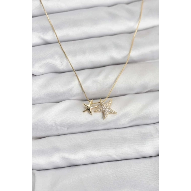 Gold Renk Pirinç Minimal Yıldız Model Kadın Kolye