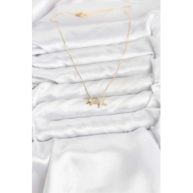 Gold Renk Pirinç Minimal Yıldız Model Kadın Kolye