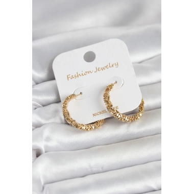 Gold Renk Pirinç Tırtık Model Kadın Küpe