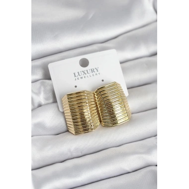 Gold Renk Pirinç Vintage Esintili Statement Küpe