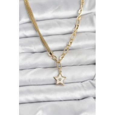 Gold Renk Pirinç Yıldız Model Kadın Kolye