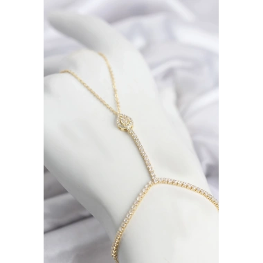 Gold Renk Pirinç Zirkon Taşlı Damla Model Şahmeran