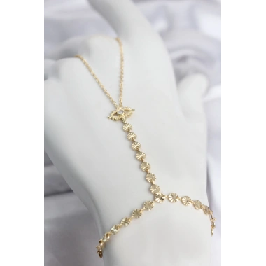 Gold Renk Pirinç Zirkon Taşlı Göz Model Şahmeran
