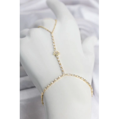 Gold Renk Pirinç Zirkon Taşlı Yıldız Model Şahmeran