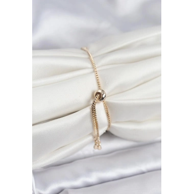 Gold Renk Yonca Model Zirkon Taşlı Asansörlü Kadın Bileklik