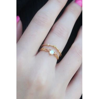 Gold Renk Zirkon Taşlı Taç Model Kadın Yüzük