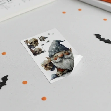 Gotik Cüce ve Kafatası Halloween Duvar Sticker Seti
