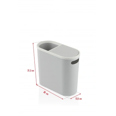 Gri Kapaklı WC Kağıtlıklı Çöp Kovası & Ofis Çöp Kovası 10 Lt
