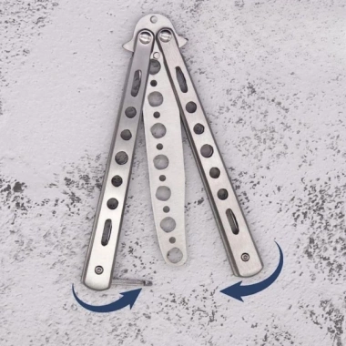 Gri Katlanabilir Paslanmaz Çelik Kelebek Bıçak Tasarımlı Tarak