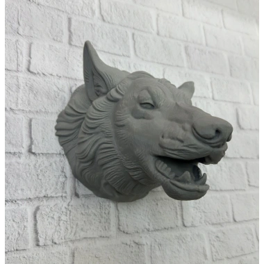 Gri Kurt Duvar Dekoru Asılabilir Dekoratif Heykel Tasarım