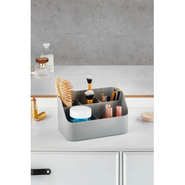 Gri Makyaj Kutusu & Kozmetik Organizeri & Çok Amaçlı Kutu