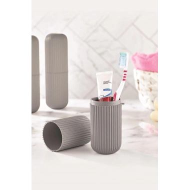 Gri Seyahat Tipi Diş Fırçası & Aksesuar Kutusu & Çok Amaçlı Saklama Kabı