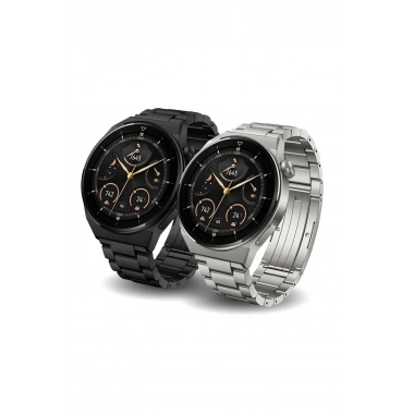 GT3 Max Elegant Smart Watch GT3 Max Elegant Erkek Akıllı Saat Deri-Metal-Silikon 3 Kordonlu