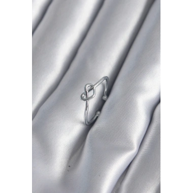 Gümüş Renk Düğüm Kalp Model Kadın Yüzük